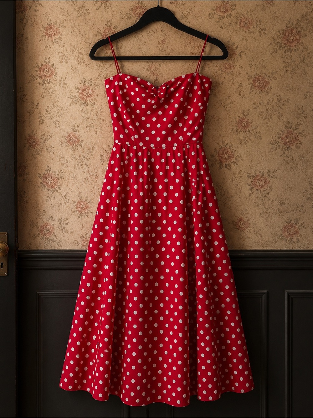 Reformation Red Polka Dot Strapless Dress